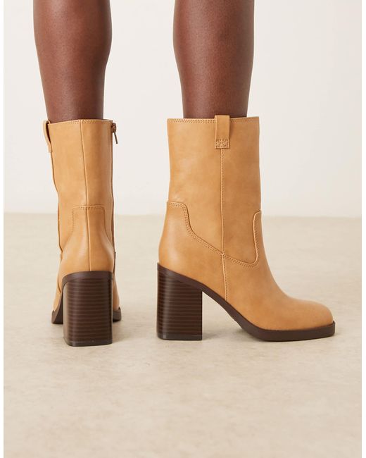 ASOS Natural Ruby Pull-on Block Heeled Ankle Boots