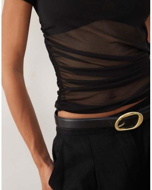 Missy Empire Black Sheer Mesh Slash Neck Baby Tee