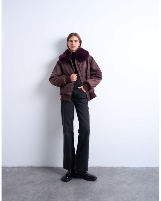 TOPSHOP Purple – nylon-bomberjacke