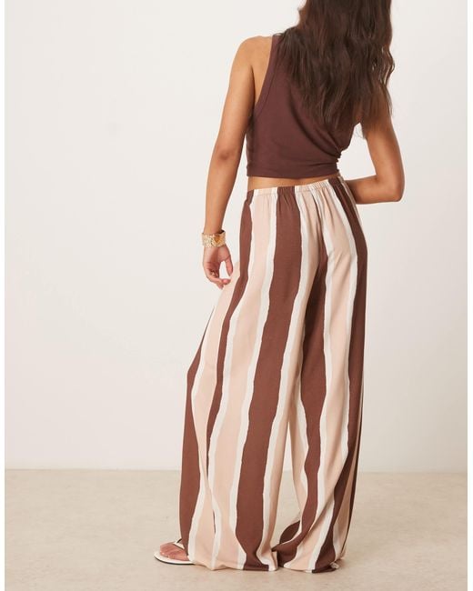 ASOS Brown Linen Blend Pull On Trouser