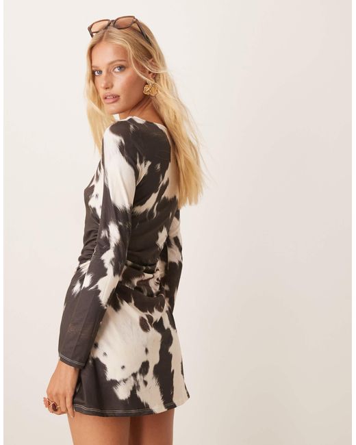 ASOS Natural Fit And Flare Long Sleeve Mini Dress