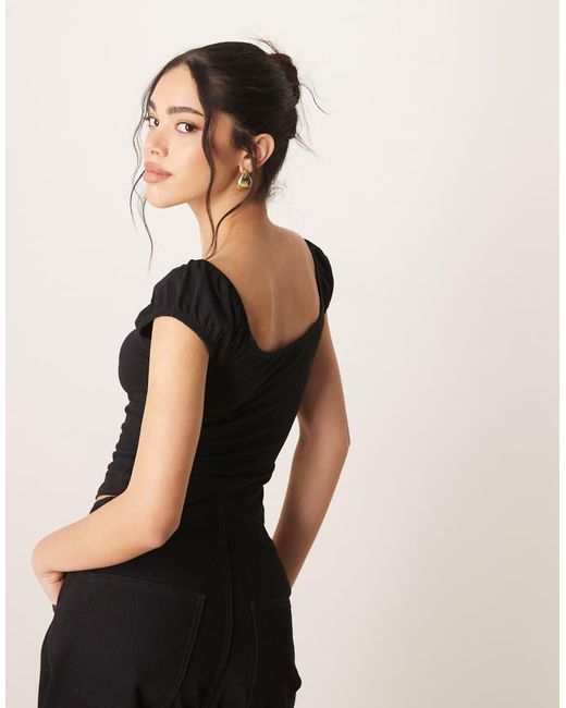 ASOS Black Puff Sleeve Sun Top
