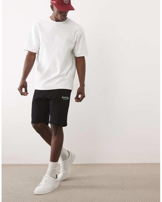 Jack & Jones White Sweat Shorts With Logo for men