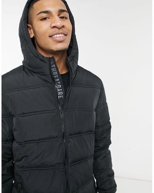 Threadbare Black Beechwood Padded Jacket for men