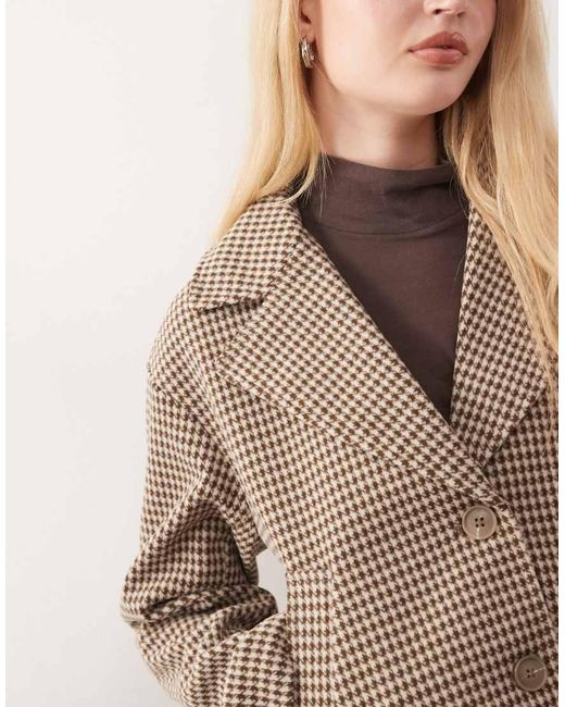 Noisy May Natural Boxy Houndstooth Jacket