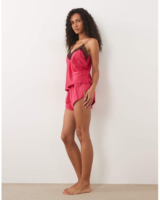 Ann Summers Red Cerise Lace Trim Cami Set