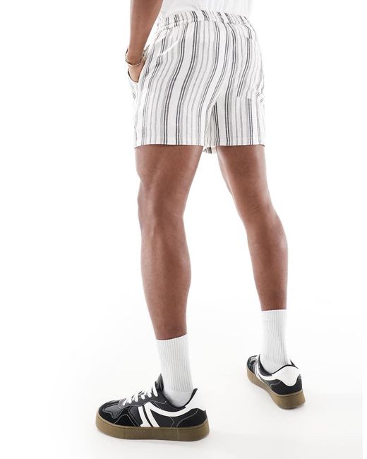 Another Influence Gestreepte Short Met Gestrikte Taille in het White voor heren