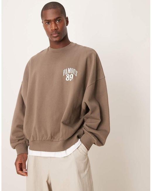 Felpa Super Oversize Con Stampa di ASOS in Brown da Uomo