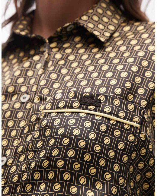 Lacoste Brown Satin Print Shirt