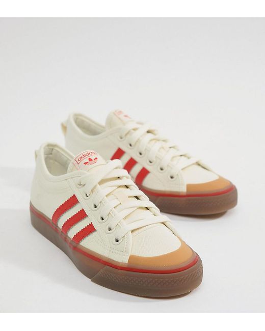 adidas Originals Canvas Sneakers In White Red in Black | Lyst