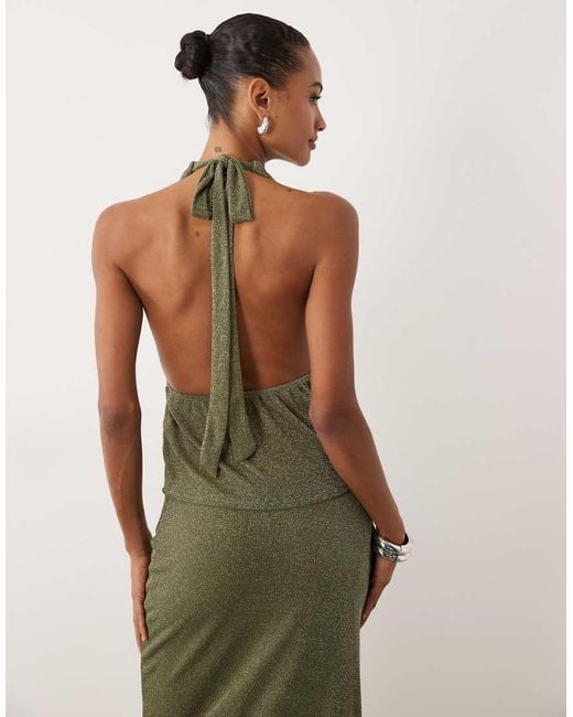 Gina Tricot Green Mix & Match Plunge Peplum