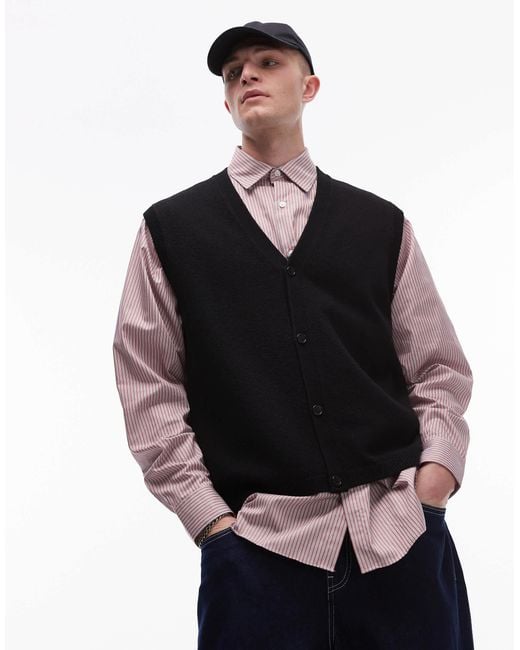 Pull sans manches boutonné en maille ARKET pour homme en coloris Black