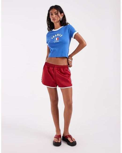Adidas Originals Red Three Stripe Sprinter Shorts