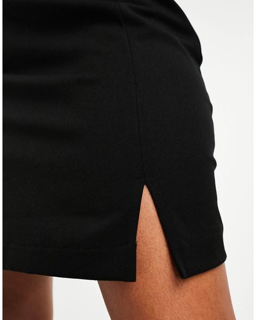 Object Black Tailored Mini Skirt With Notch Front