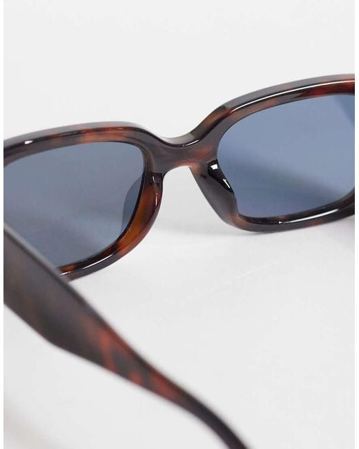 Mango Blue Rectangular Frame Sunglasses