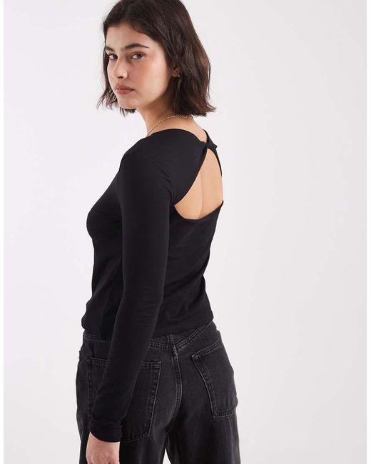 Mango Black Teen V-neck Sculpt Top