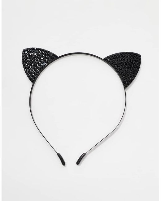 Ann Summers Black Halloween Diamante Cat Ears Headband