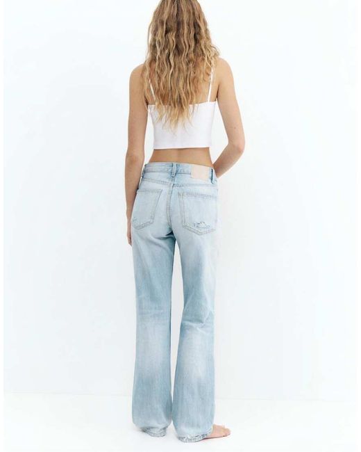 Pull&Bear Blue Mid-waist Straight-leg Jeans
