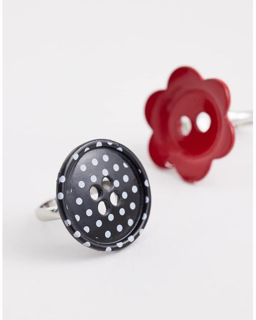 Reclaimed Vintage Red 2 Pack Of Button Rings