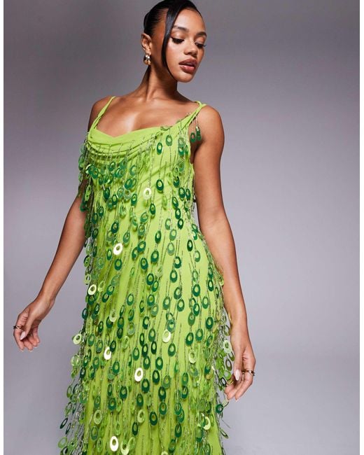 green cowl neck maxi dress Verity Green Cowl-Neck Maxi Dress With Sheer-Skirt – Club L London