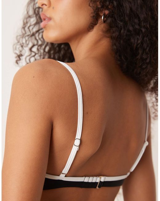 Abercrombie & Fitch Brown Contrast Trim Underwire Bikini Top Co-Ord