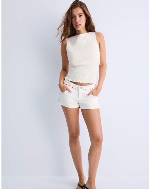 Stradivarius Elastisch T-Shirt in het White