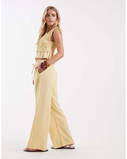 Only Petite Natural Linen Blend Pull On Pants