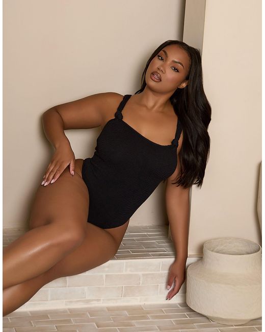Moda Minx Natural Curve X Bernadette Afia Scrunch Swimsuit With Knot Detail