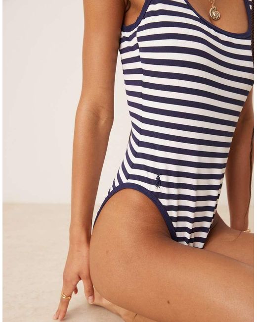 Polo Ralph Lauren Natural Pique Stripe Scoop Tank Swimsuit