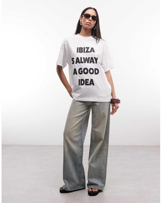 ASOS White Weekend Collective Ibiza Slogan Oversized T-shirt