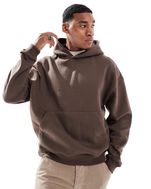 Pull&Bear – kastiger kapuzenpullover in Brown für Herren