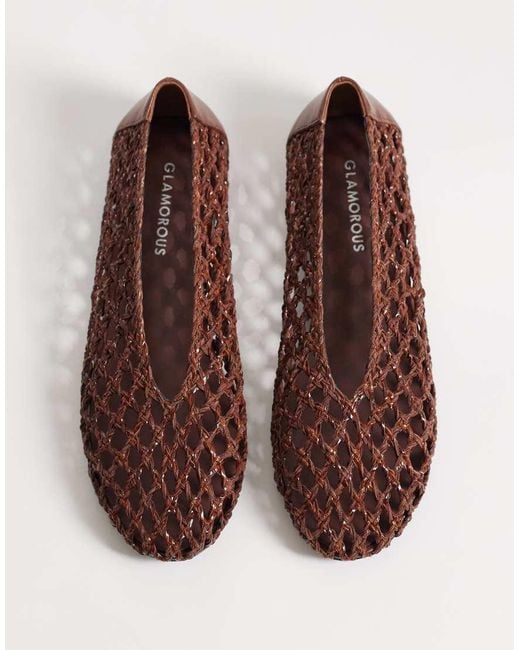Glamorous Brown Woven Ballet Flats
