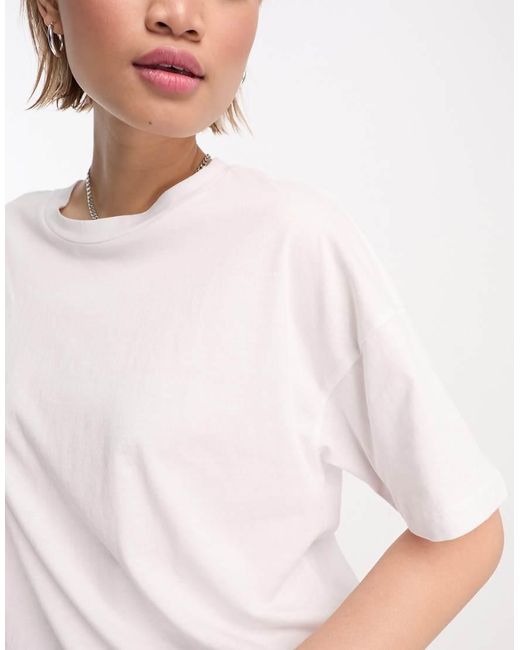Noisy May White Drop Shoulder Oversized T-shirt