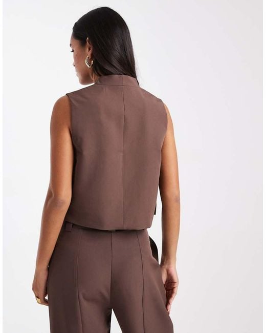 Pieces Brown Tailored Waistcoat Co-ord