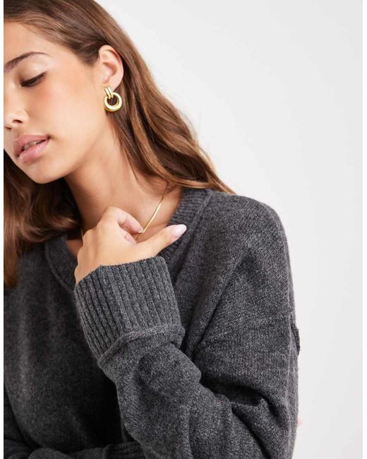 ONLY Gray Drop Shoulder Knitted Mini Dress