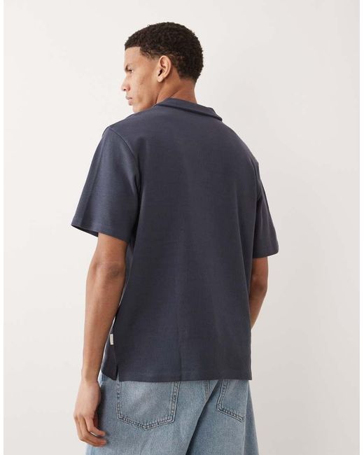Jack & Jones Blue Split Neck Polo for men