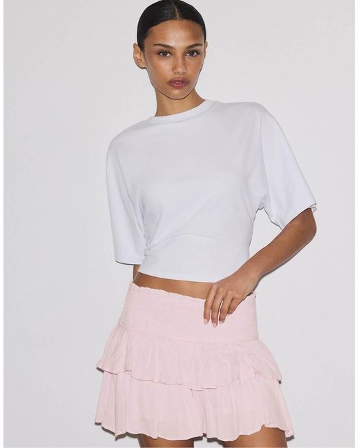 Stradivarius Pink Ruffled Mini Skort