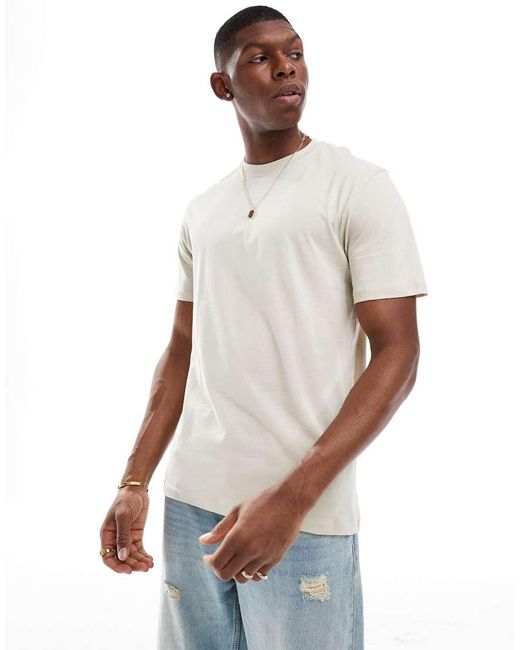 Only & Sons White Slim Fit T-shirt for men