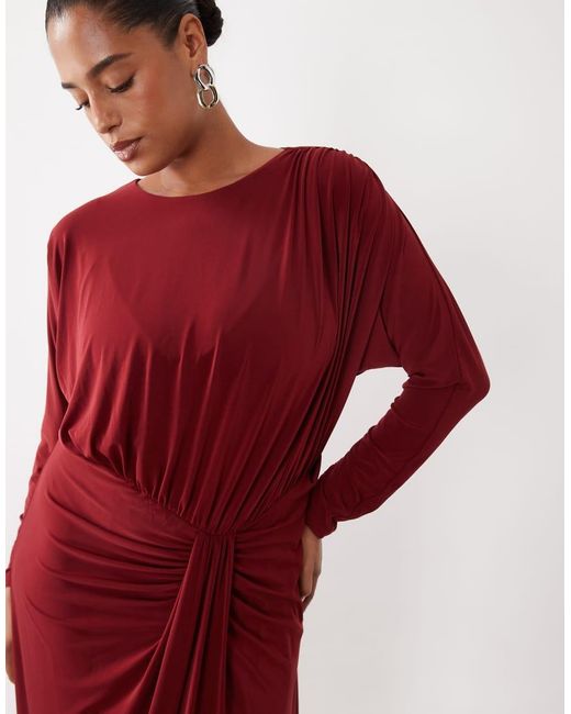 Forever New Red Slinky Drape Detail Maxi Dress
