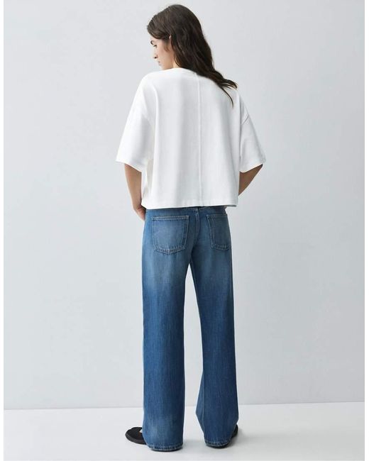 Pull&Bear White Boxy-Fit Short Sleeve T-Shirt