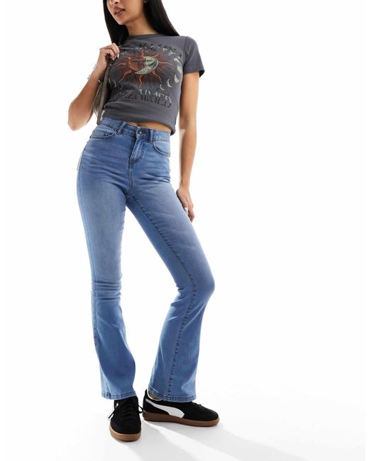 Noisy May Blue Sallie High Waisted Flare Jeans