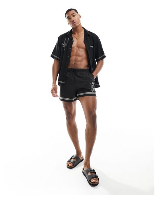 Abercrombie & Fitch – kurzärmliges relaxed fit hemd in Black für Herren