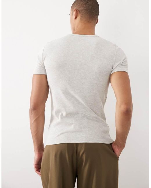 ASOS White Muscle Fit T-shirt With Henley Neck for men
