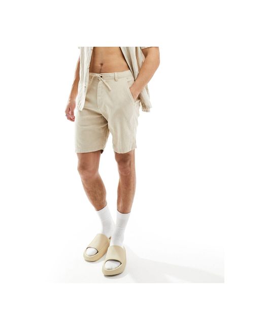 SELECTED White Linen Mix Shorts for men