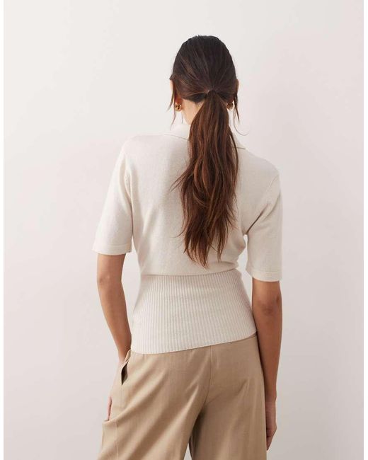 ARRANGE White Premium Merino Wool Short Sleeve Knitted Top