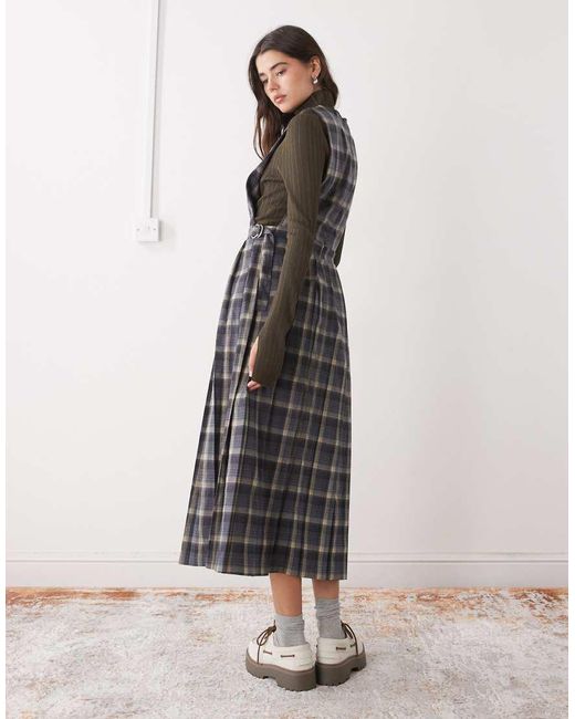 The Ragged Priest Gray Pleated Pinny Dress