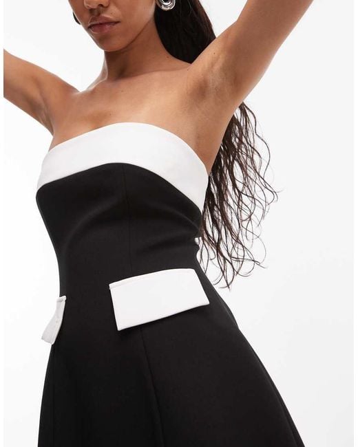 black bandeau a line dress Lyvoria Black Bandeau Maxi Dress With Mesh-Detail And Scarf – Club L London main image 1