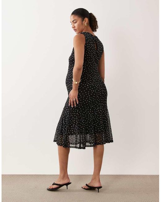 Mama.licious Black Mamalicious Maternity Sleeveless Mesh Midi Dress
