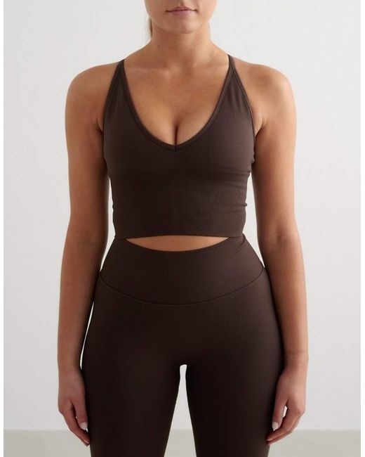 Aim'n Brown Chocolate Shape Seamless Cross Back Bralette
