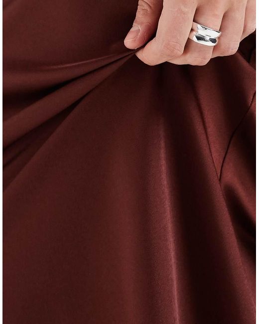 River Island Red Satin Maxi Skirt